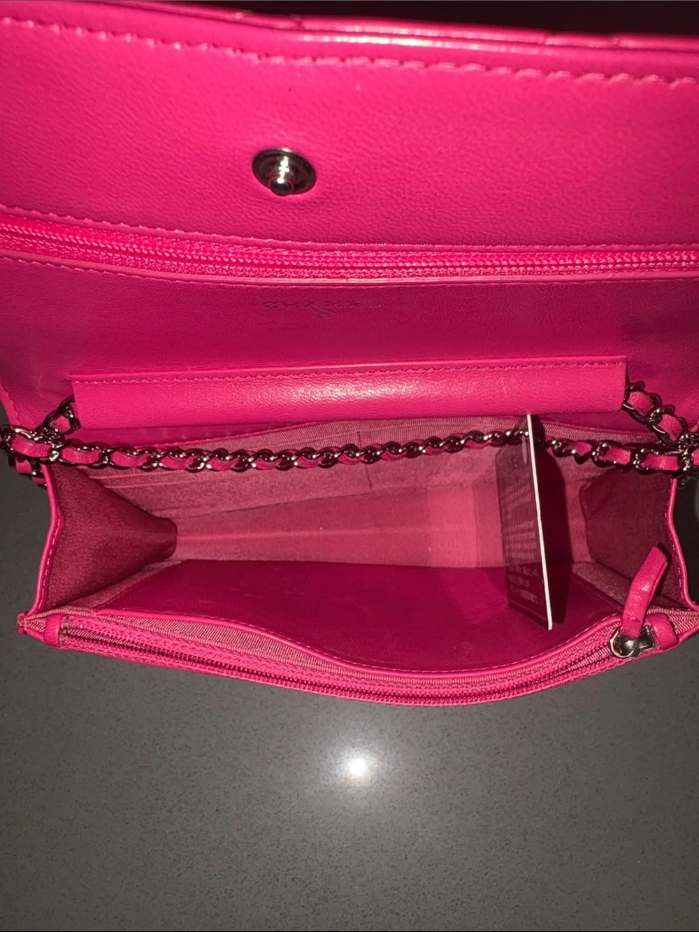 CHANEL Pink Lambskin Classic Quilted Wallet On a Chain - Picture 4 of 15